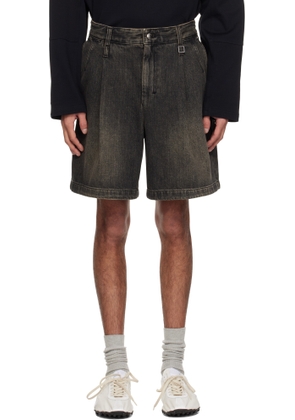 WOOYOUNGMI Gray One-Tuck Washed Denim Shorts