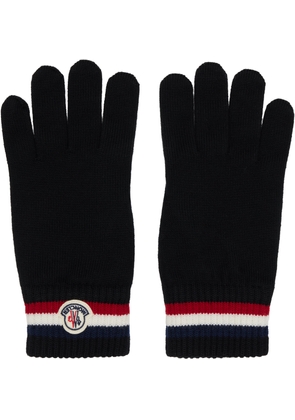 Moncler Black Tricolor Wool Gloves