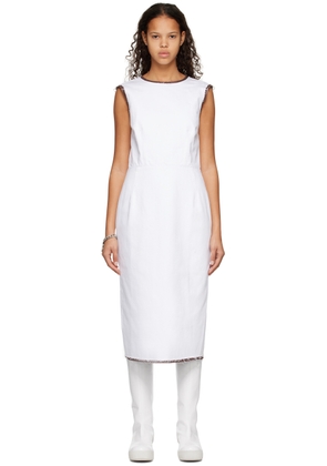 Raf Simons White Distressed Denim Midi Dress