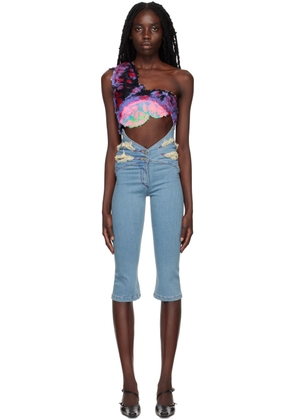 Masha Popova Blue Butterfly Waistband Capri Jeans