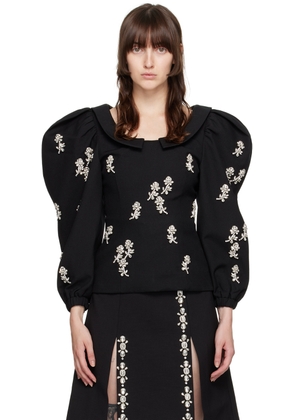 SHUSHU/TONG Black Ballon Sleeve Blouse