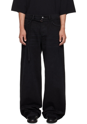 032c Black Down To Earth Wide Leg Jeans