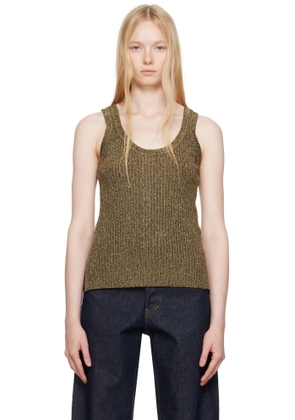 TOM FORD Gold & Brown 'Tom Ford' Metal Plaque Tank Top