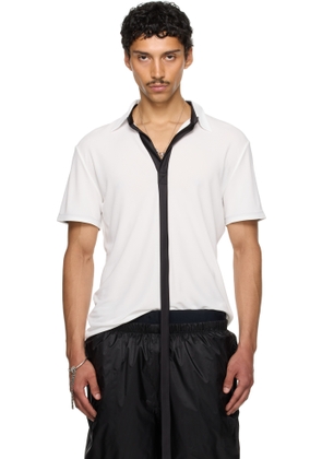 AARON ESH SSENSE Exclusive White Satin Strip Polo