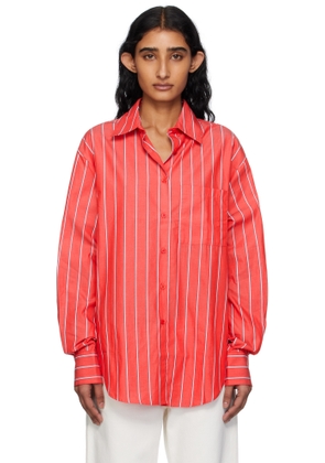 The Frankie Shop Red & White Lui Striped Cotton Shirt