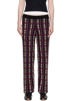 Guest in Residence Black & Purple Plaid Flare Lounge Pants