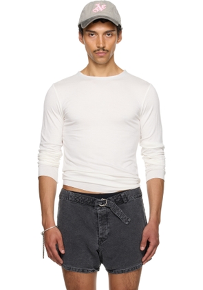 AARON ESH SSENSE Exclusive White Satin Trim Long Sleeve T-shirt