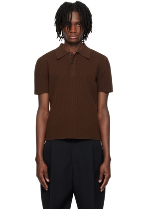RECTO Brown Compact Knit Classic Polo