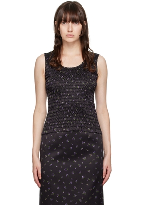 SHUSHU/TONG Black Smocked Tank Top