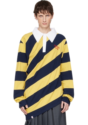 Charles Jeffrey LOVERBOY Yellow & Navy Topsy Turvy Polo