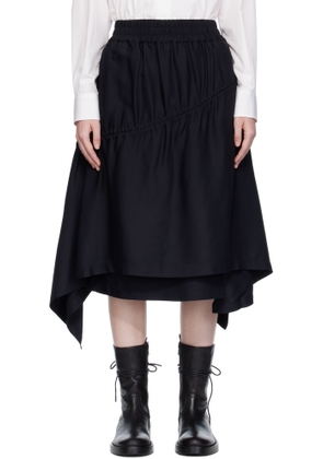 Y-3 Black Twill Midi Skirt