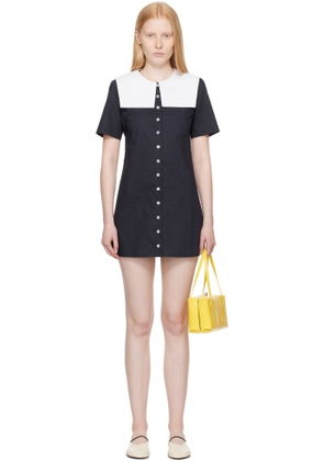 Sandy Liang Navy Rila Shirt Minidress