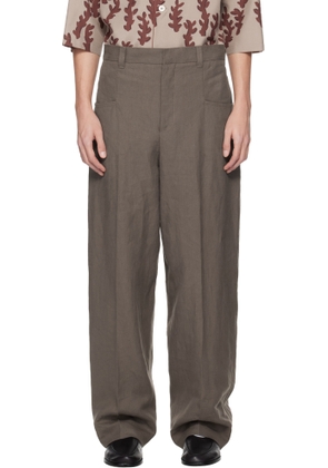 ZEGNA Taupe Flat Front Trousers