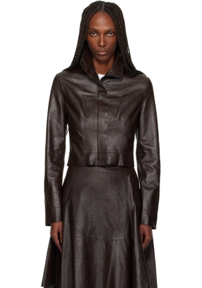 OUR LEGACY Brown Concealed Leather Jacket