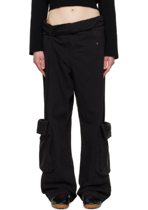 OPEN YY Black Washed Rolled Cargo Pants