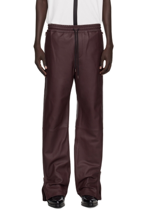 Acne Studios Burgundy Regular Fit Leather Pants
