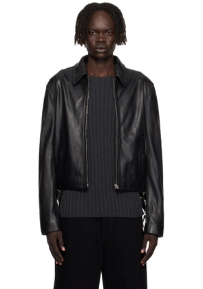 Acne Studios Black Belted Leather Jacket
