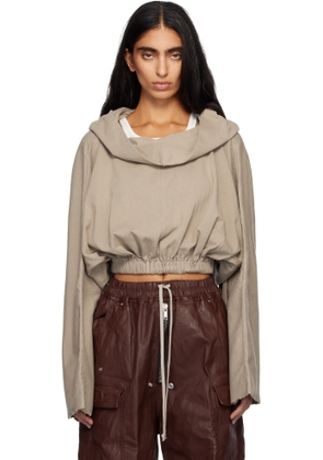 Rick Owens DRKSHDW Taupe Concordians Cropped Tunic Hoodie