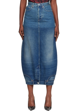 VETEMENTS Blue Double Denim Midi Skirt