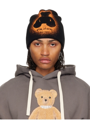 Palm Angels Black Spray Bear Beanie