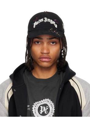 Palm Angels Black Curved Logo Painted Cap