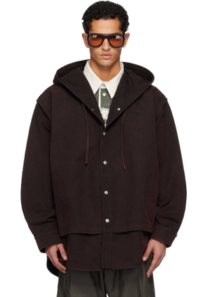 Acne Studios Burgundy Layered Hooded Jacket