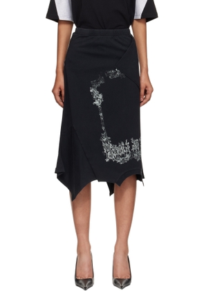 VETEMENTS Black 'Cradle Of Filth' Upside-Down T-Skirt Midi Skirt