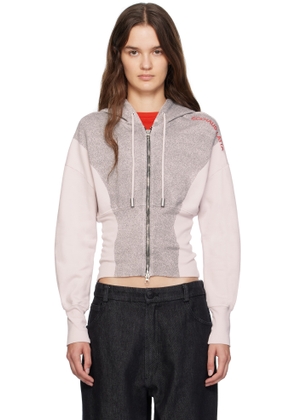 Eckhaus Latta White & Gray Snatched Hoodie