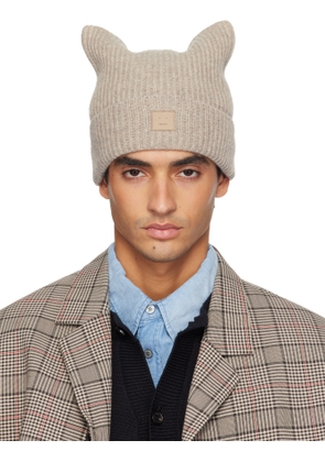 Acne Studios Beige Logo Square Beanie