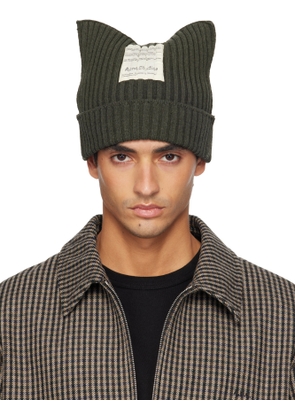 Acne Studios Khaki Ribbed Square Beanie