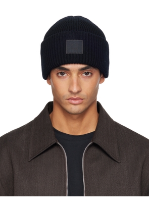 Acne Studios Black Ribbed Face Logo Beanie