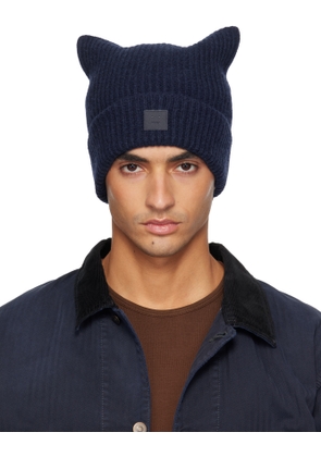 Acne Studios Navy Logo Square Beanie