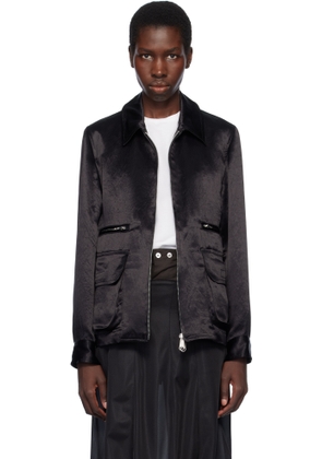 Black Comme des Garçons Black Acetate Taffeta Frilled Lined Reversible Jacket