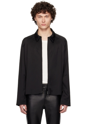 AARON ESH Black Darted Neck Wool Jacket
