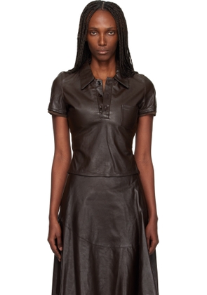 OUR LEGACY Brown Piquet Leather Blouse