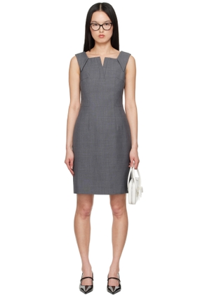 SHUSHU/TONG Gray Lapel Waist-Cinching Straight Minidress