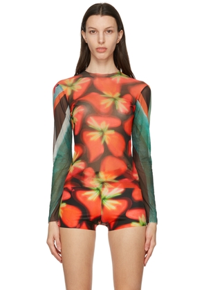 Louisa Ballou Multicolor Long Sleeve Mesh Top