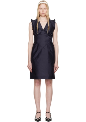 SHUSHU/TONG Navy Lace Flare Sleeve Midi Dress