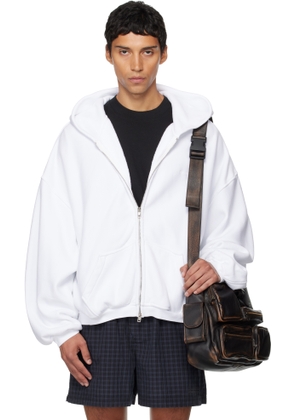 Alexander Wang White Graphic Logo Zip Hoodie