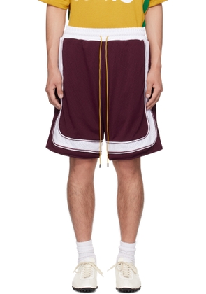 Rhude Burgundy & White Como Basketball Shorts