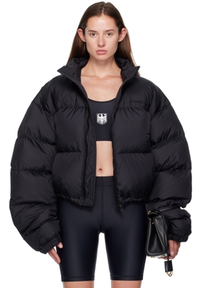 VETEMENTS Black Double Logo Boxy Down Jacket