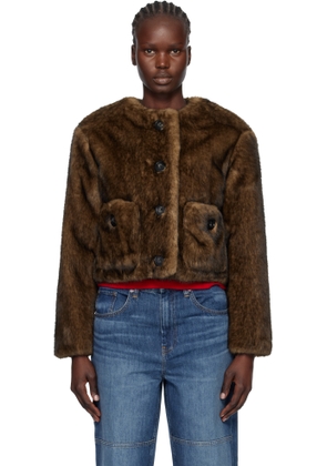 Marc Jacobs Brown Teddy Cropped Faux-Fur Jacket