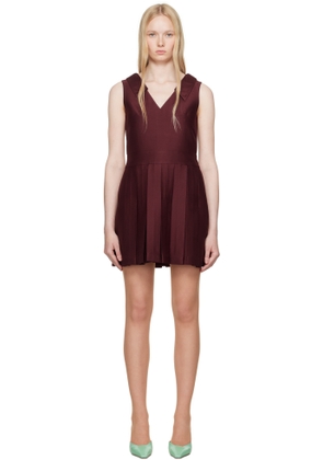 SHUSHU/TONG Burgundy Lapel Pleated Minidress