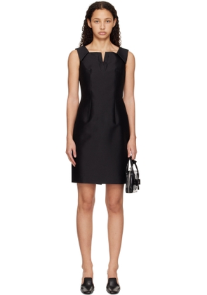 SHUSHU/TONG Black Lapel Waist-Cinching Straight Minidress