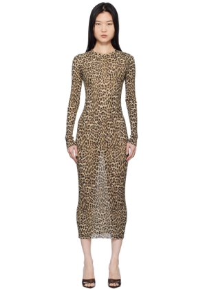 Blumarine Beige Leopard Maxi Dress
