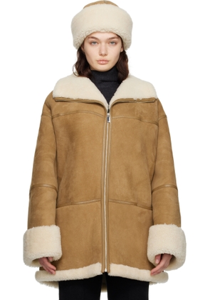 TOTEME Tan & Off-White Signature Shearling Jacket