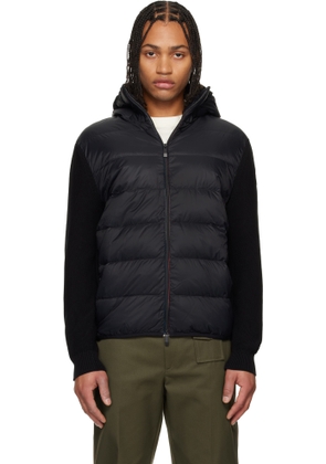 Moncler Black Padded Cotton Zip-Up Down Hoodie