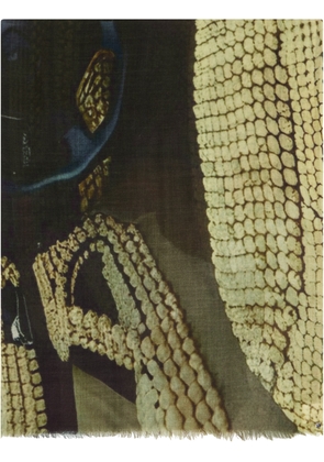 Bless Green Saunarider Print Wool Scarf