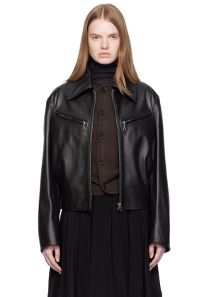 LEMAIRE Brown Boxy Leather Blouson Jacket