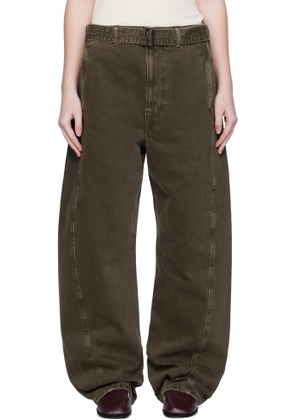 LEMAIRE Green Twisted Belted Jeans
